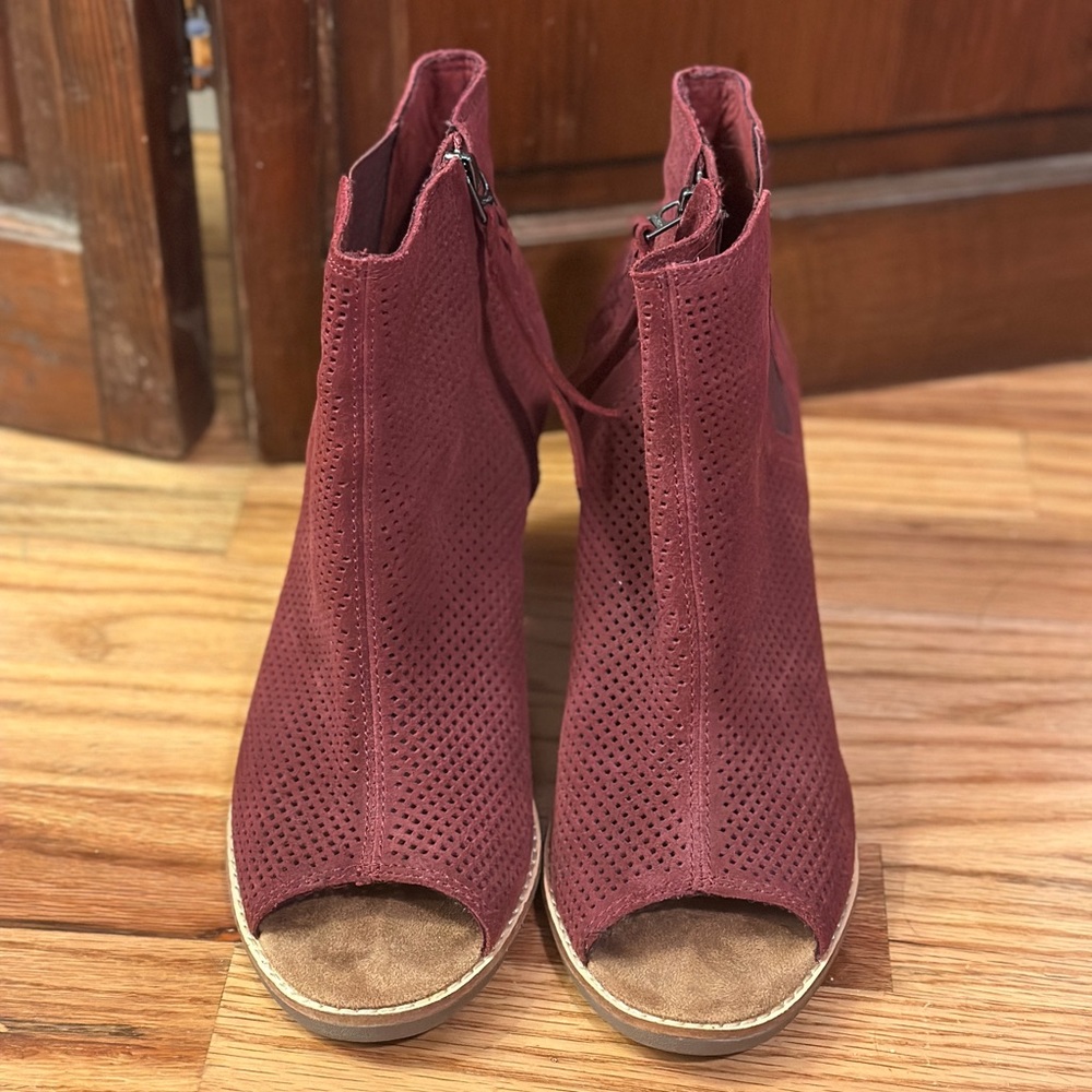 TOMS Women’s Peep Toe Booties - Maroon
